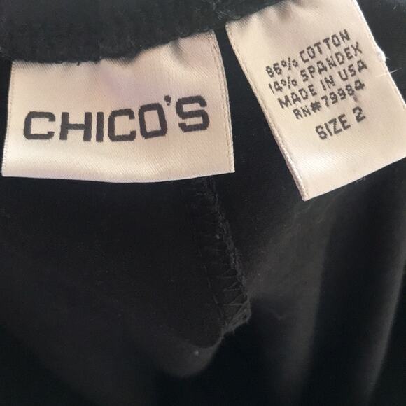 Chico's Black Buttoned Ankle Cotton Blend Black Leggings Size 2 (Medium) - Picture 6 of 7